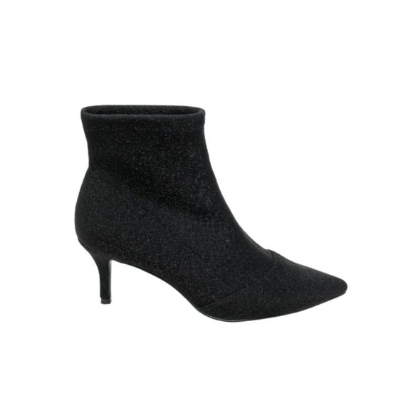 CHARLES BY CHARLES DAVID AMSTEL 2 Black Glitter Sock Ankle Booties - Picture 2 of 3